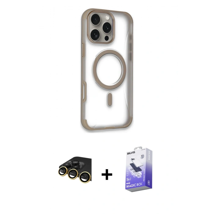 MARSİLYAN™- iPhone 14 Pro Max Kılıf Eksen Klasik Koleksiyonu - Siyah Bilvis 5in1 5D Magic Hayalet Cam Ekran Koruyucu + Raze Metal Kamera Lens - GD