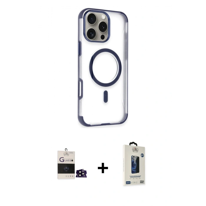 MARSİLYAN™- iPhone 14 Pro Max Kılıf Eksen Klasik Koleksiyonu - Siyah Bilvis Hayalet Cam Ekran Koruyucu + Bilvis Titan Kamera Lens - SH
