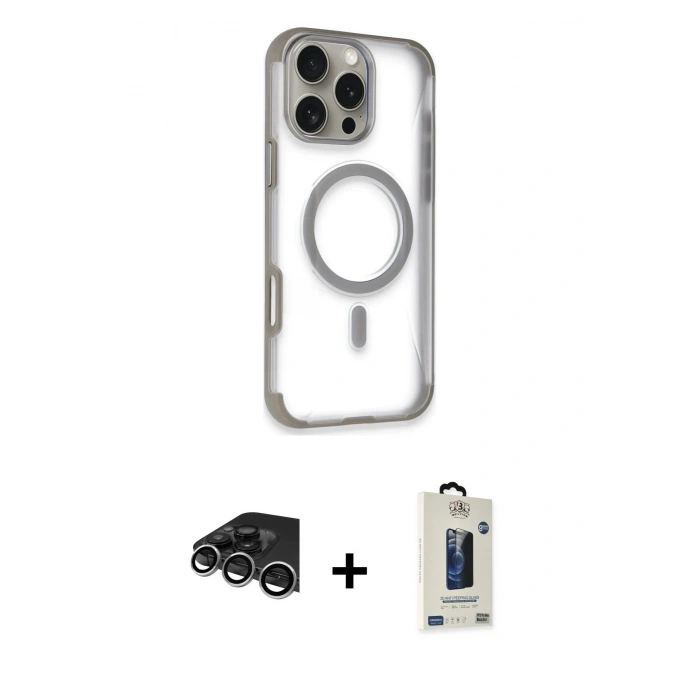 MARSİLYAN™- iPhone 14 Pro Max Kılıf Eksen Klasik Koleksiyonu - Siyah Bilvis Hayalet Cam Ekran Koruyucu + Raze Metal Kamera Lens - GS