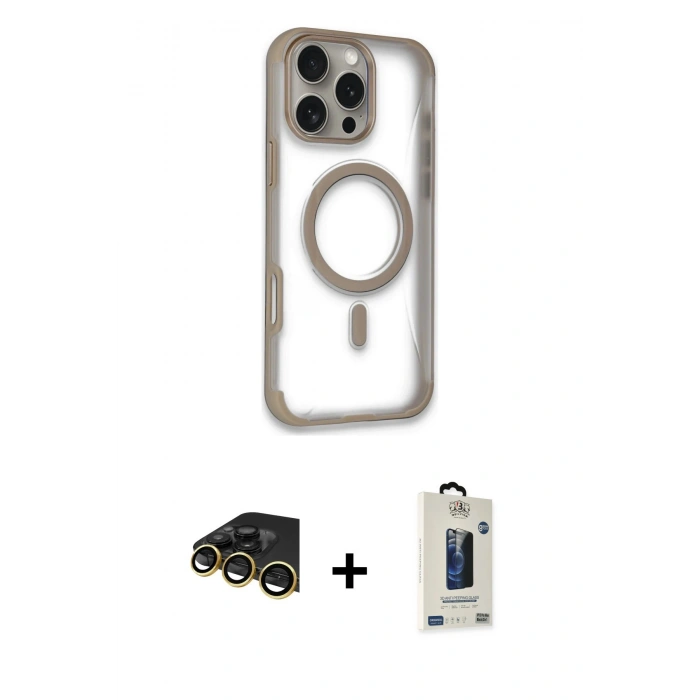 MARSİLYAN™- iPhone 14 Pro Max Kılıf Eksen Klasik Koleksiyonu - Siyah Bilvis Hayalet Cam Ekran Koruyucu + Raze Metal Kamera Lens - GD