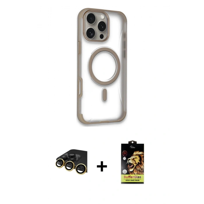 MARSİLYAN™- iPhone 14 Pro Max Kılıf Eksen Klasik Koleksiyonu - Siyah Buffer Cam Ekran Koruyucu + Raze Metal Kamera Lens - GD