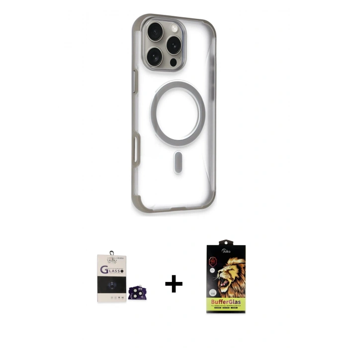 MARSİLYAN™- iPhone 14 Pro Max Kılıf Eksen Klasik Koleksiyonu - Siyah Buffer Cam Ekran Koruyucu + Siyah Bilvis Titan Kamera Lens