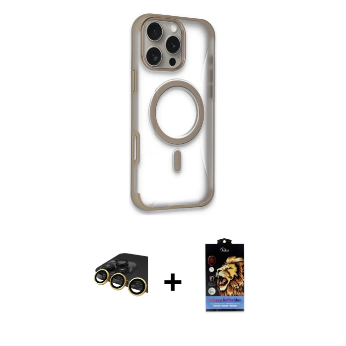 MARSİLYAN™- iPhone 14 Pro Max Kılıf Eksen Klasik Koleksiyonu - Siyah Buffer Hayalet Cam Ekran Koruyucu + Raze Metal Kamera Lens - GD