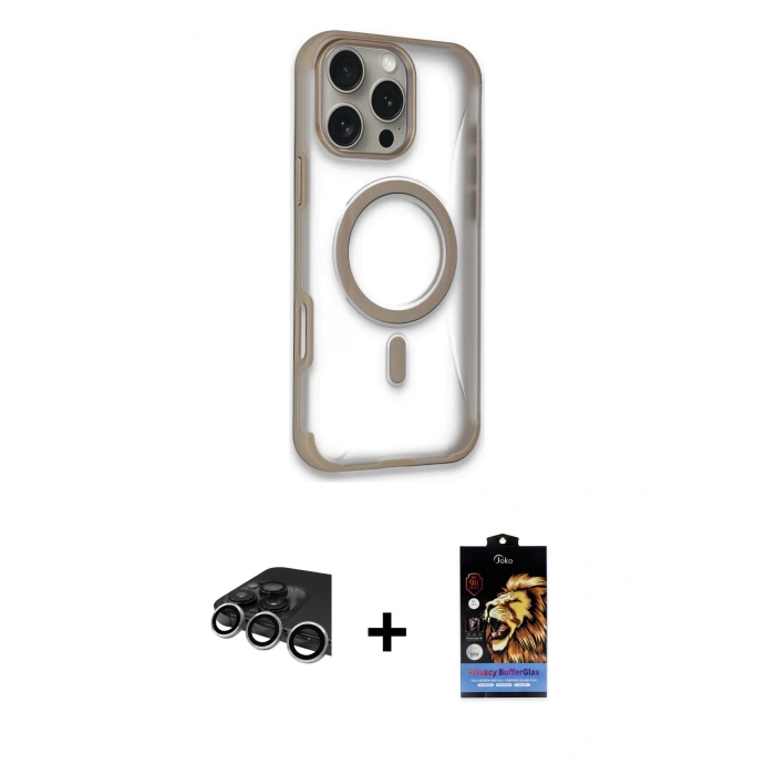 MARSİLYAN™- iPhone 14 Pro Max Kılıf Eksen Klasik Koleksiyonu - Siyah Buffer Hayalet Cam Ekran Koruyucu + Raze Metal Kamera Lens - GS