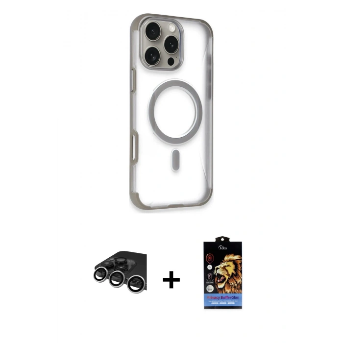 MARSİLYAN™- iPhone 14 Pro Max Kılıf Eksen Klasik Koleksiyonu - Siyah Buffer Hayalet Cam Ekran Koruyucu + Raze Metal Kamera Lens - GS