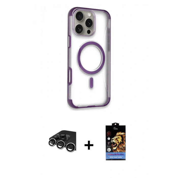 MARSİLYAN™- iPhone 14 Pro Max Kılıf Eksen Klasik Koleksiyonu - Siyah Buffer Hayalet Cam Ekran Koruyucu + Raze Metal Kamera Lens - GS