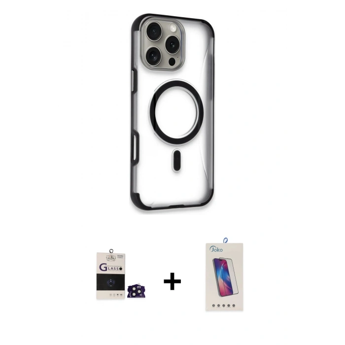 MARSİLYAN™- iPhone 14 Pro Max Kılıf Eksen Klasik Koleksiyonu - Siyah Joko 5D Cam + Bilvis Titan Kamera Lens - DNMR