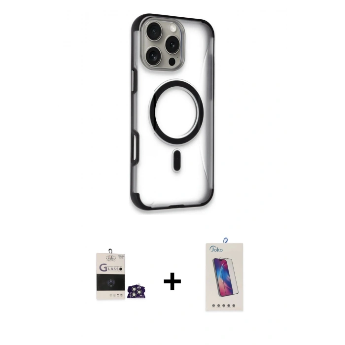 MARSİLYAN™- iPhone 14 Pro Max Kılıf Eksen Klasik Koleksiyonu - Siyah Joko 5D Cam + Bilvis Titan Kamera Lens - GS