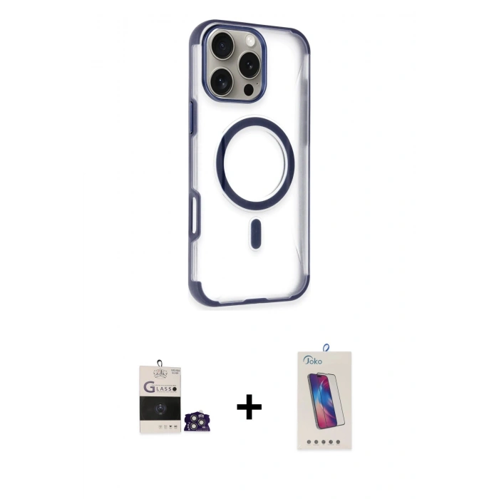 MARSİLYAN™- iPhone 14 Pro Max Kılıf Eksen Klasik Koleksiyonu - Siyah Joko 5D Cam + Bilvis Titan Kamera Lens - GS