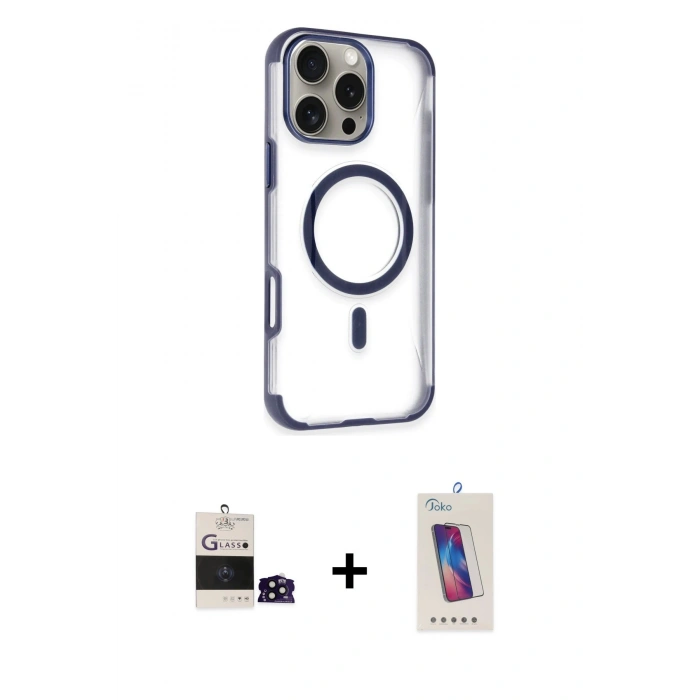 MARSİLYAN™- iPhone 14 Pro Max Kılıf Eksen Klasik Koleksiyonu - Siyah Joko 5D Cam + Bilvis Titan Kamera Lens - SH