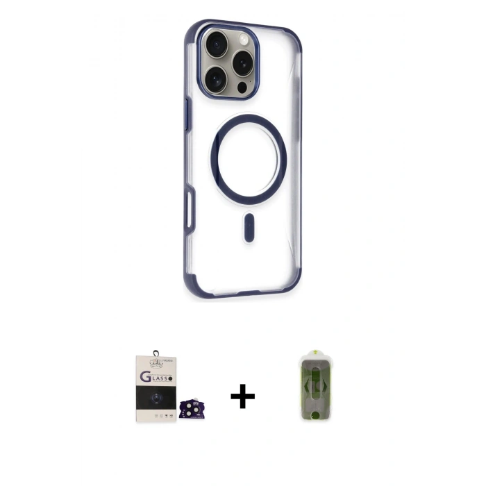 MARSİLYAN™- iPhone 14 Pro Max Kılıf Eksen Klasik Koleksiyonu - Siyah Joko Magic 5D Hayalet Cam + Bilvis Titan Kamera Lens - SH