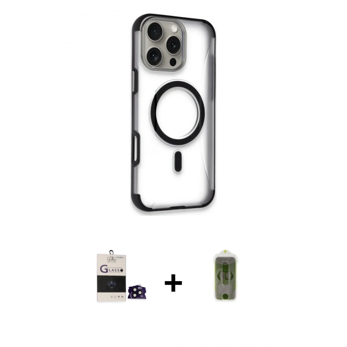 MARSİLYAN™- iPhone 14 Pro Max Kılıf Eksen Klasik Koleksiyonu - Siyah Joko Magic 5D Hayalet Cam + Bilvis Titan Kamera Lens - SH