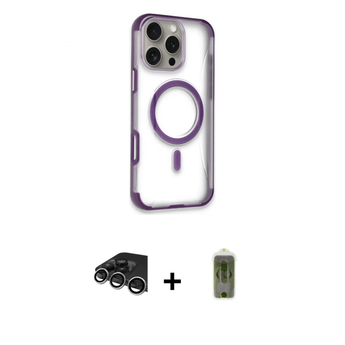 MARSİLYAN™- iPhone 14 Pro Max Kılıf Eksen Klasik Koleksiyonu - Siyah Joko Magic 5D Hayalet Cam + Raze Metal Kamera Lens - GS