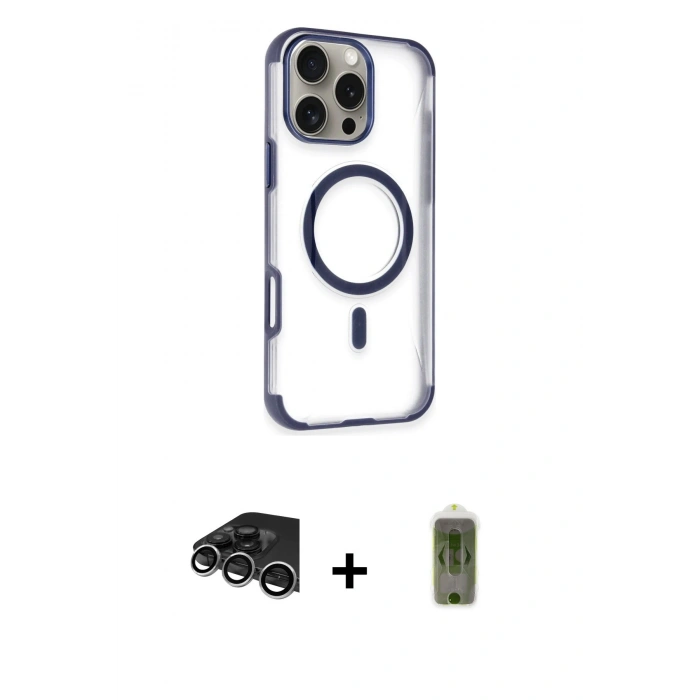 MARSİLYAN™- iPhone 14 Pro Max Kılıf Eksen Klasik Koleksiyonu - Siyah Joko Magic 5D Hayalet Cam + Raze Metal Kamera Lens - GS