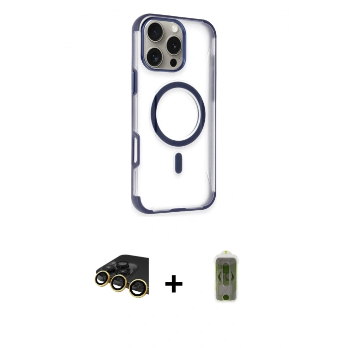 MARSİLYAN™- iPhone 14 Pro Max Kılıf Eksen Klasik Koleksiyonu - Siyah Joko Magic 5D Hayalet Cam + Raze Metal Kamera Lens - GD