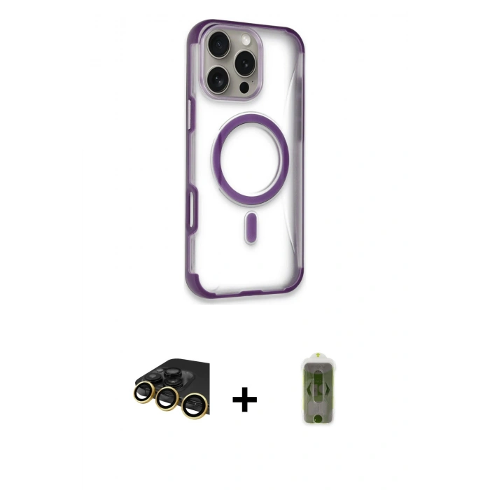 MARSİLYAN™- iPhone 14 Pro Max Kılıf Eksen Klasik Koleksiyonu - Siyah Joko Magic 5D Hayalet Cam + Raze Metal Kamera Lens - GD