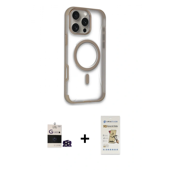 MARSİLYAN™- iPhone 14 Pro Max Kılıf Eksen Klasik Koleksiyonu - Siyah Mat Seramik Nano Ekran Koruyucu + Bilvis Titan Kamera Lens - DNMR