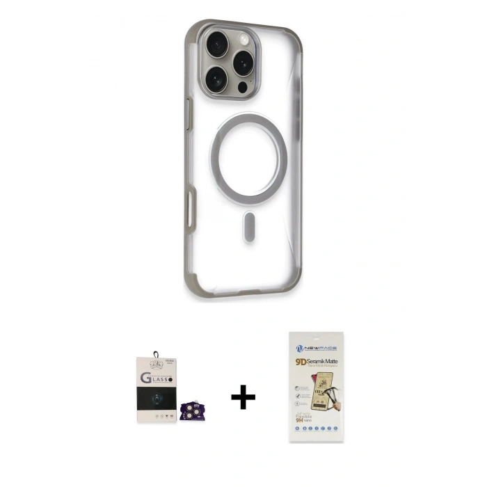 MARSİLYAN™- iPhone 14 Pro Max Kılıf Eksen Klasik Koleksiyonu - Siyah Mat Seramik Nano Ekran Koruyucu + Bilvis Titan Kamera Lens - GD