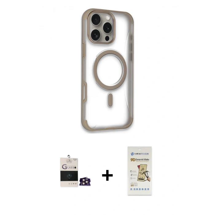 MARSİLYAN™- iPhone 14 Pro Max Kılıf Eksen Klasik Koleksiyonu - Siyah Mat Seramik Nano Ekran Koruyucu + Bilvis Titan Kamera Lens - GD