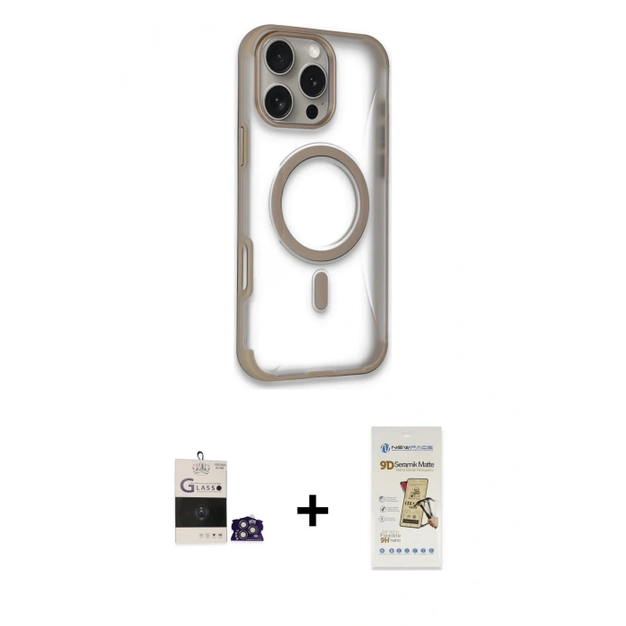 MARSİLYAN™- iPhone 14 Pro Max Kılıf Eksen Klasik Koleksiyonu - Siyah Mat Seramik Nano Ekran Koruyucu + Bilvis Titan Kamera Lens - GS