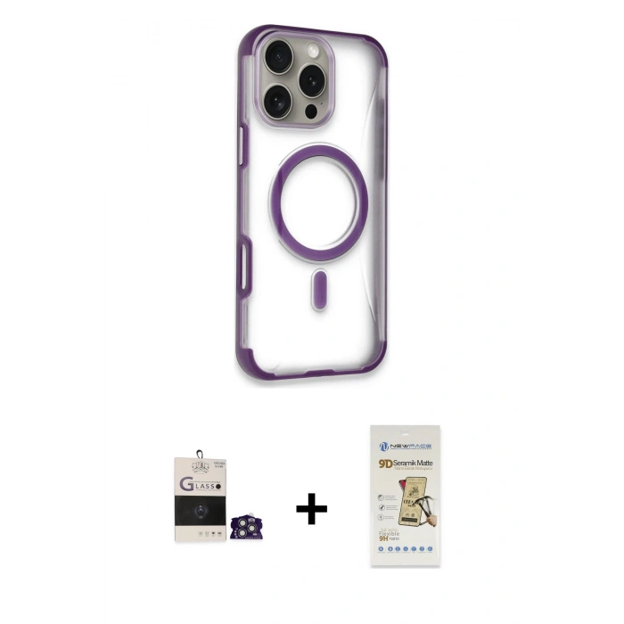 MARSİLYAN™- iPhone 14 Pro Max Kılıf Eksen Klasik Koleksiyonu - Siyah Mat Seramik Nano Ekran Koruyucu + Bilvis Titan Kamera Lens - GS