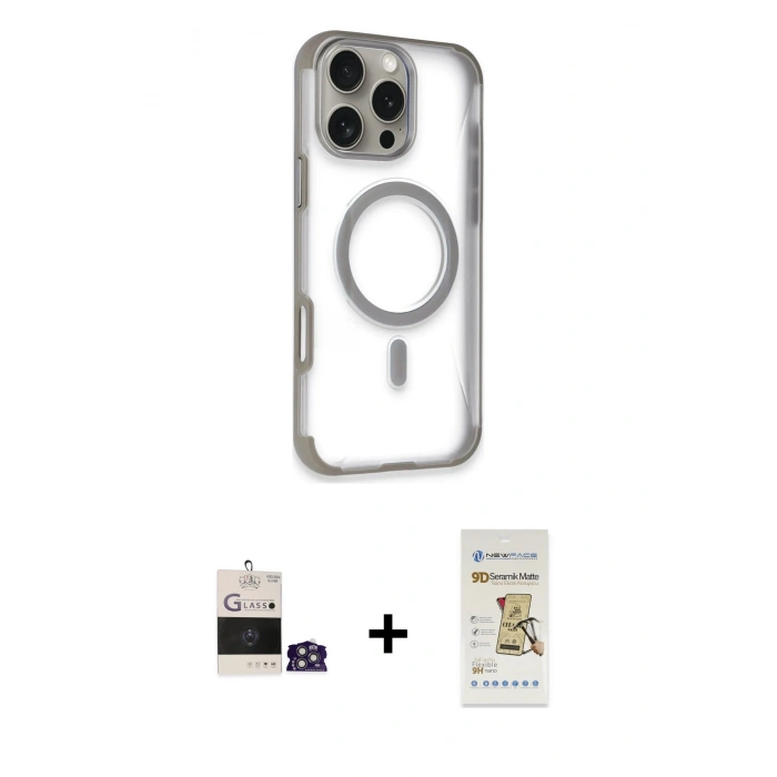 MARSİLYAN™- iPhone 14 Pro Max Kılıf Eksen Klasik Koleksiyonu - Siyah Mat Seramik Nano Ekran Koruyucu + Bilvis Titan Kamera Lens - GS