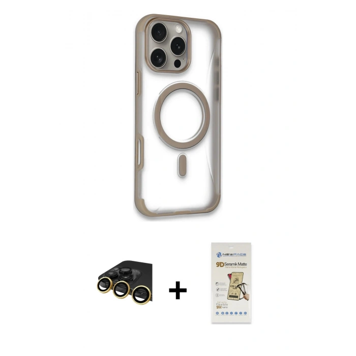 MARSİLYAN™- iPhone 14 Pro Max Kılıf Eksen Klasik Koleksiyonu - Siyah Mat Seramik Nano Ekran Koruyucu + Raze Metal Kamera Lens - GD