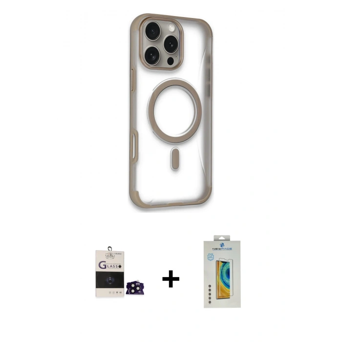 MARSİLYAN™- iPhone 14 Pro Max Kılıf Eksen Klasik Koleksiyonu - Siyah Polymer Nano Ekran Koruyucu + Bilvis Titan Kamera Lens - SH