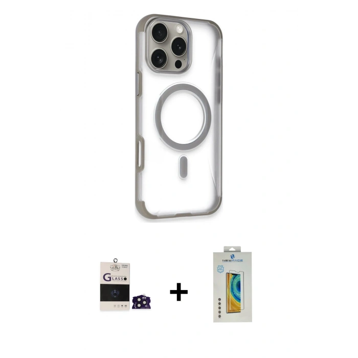 MARSİLYAN™- iPhone 14 Pro Max Kılıf Eksen Klasik Koleksiyonu - Siyah Polymer Nano Ekran Koruyucu + Bilvis Titan Kamera Lens - DNMR