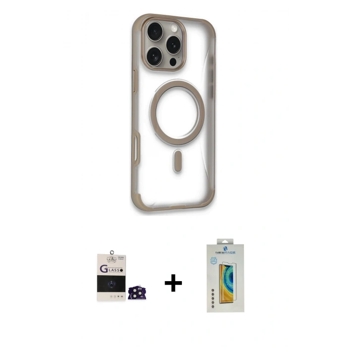 MARSİLYAN™- iPhone 14 Pro Max Kılıf Eksen Klasik Koleksiyonu - Siyah Polymer Nano Ekran Koruyucu + Bilvis Titan Kamera Lens - DNMR