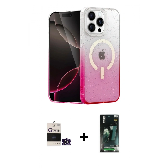 MARSİLYAN™- iPhone 14 Pro Max Kılıf Eksen Minimal Özel Seri - Şeffaf 360 Full Body Arka Koruyucu + Bilvis Titan Kamera Lens - DNMR