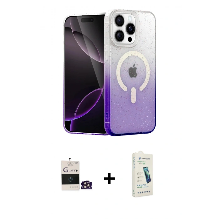 MARSİLYAN™- iPhone 14 Pro Max Kılıf Eksen Minimal Özel Seri - Şeffaf Pasifik Cam Ekran Koruyucu + Bilvis Titan Kamera Lens - GD