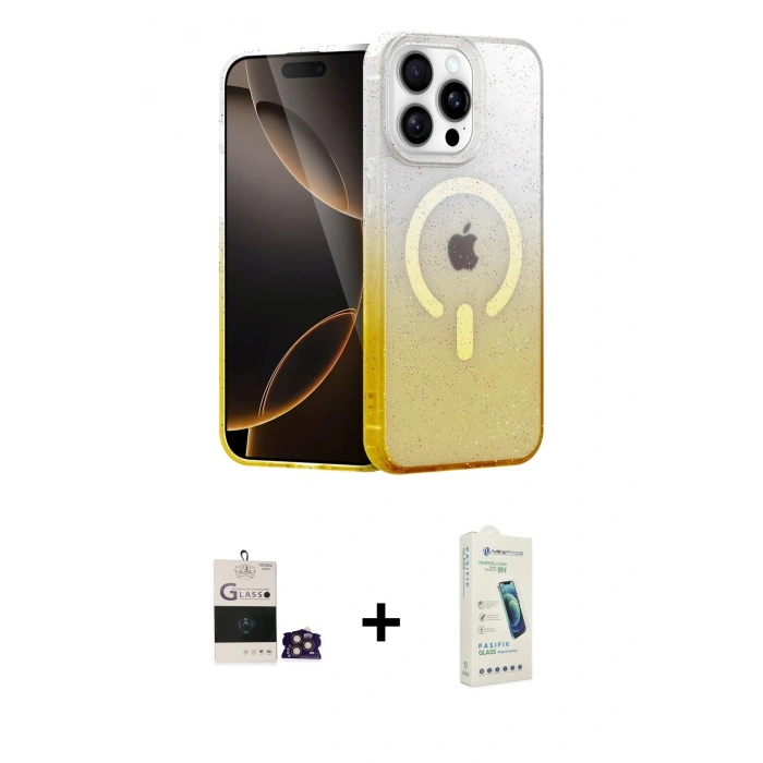 MARSİLYAN™- iPhone 14 Pro Max Kılıf Eksen Minimal Özel Seri - Şeffaf Pasifik Cam Ekran Koruyucu + Bilvis Titan Kamera Lens - GD
