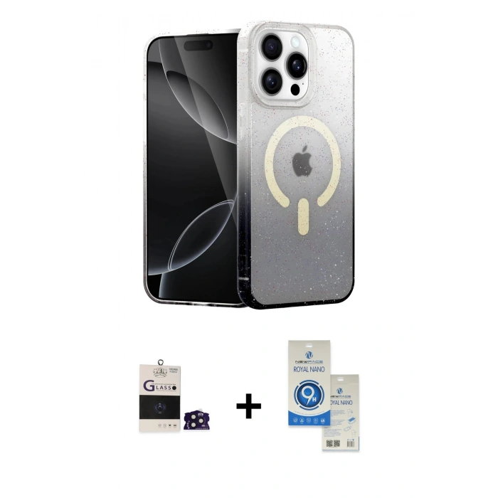 MARSİLYAN™- iPhone 14 Pro Max Kılıf Eksen Minimal Özel Seri - Şeffaf Royal Nano Ekran Koruyucu + Derin Mor Bilvis Titan Kamera Lens
