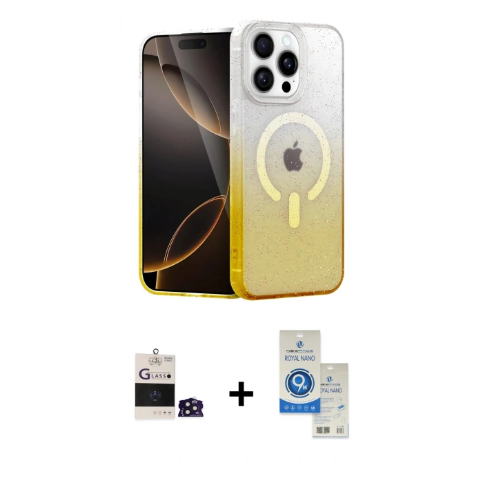 MARSİLYAN™- iPhone 14 Pro Max Kılıf Eksen Minimal Özel Seri - Şeffaf Royal Nano Ekran Koruyucu + Derin Mor Bilvis Titan Kamera Lens