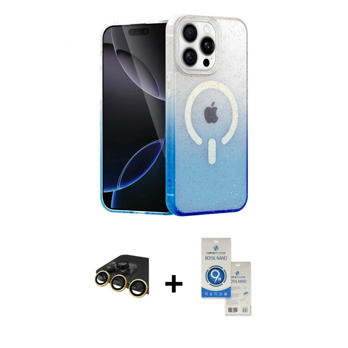 MARSİLYAN™- iPhone 14 Pro Max Kılıf Eksen Minimal Özel Seri - Şeffaf Royal Nano Ekran Koruyucu + Raze Metal Kamera Lens - GD
