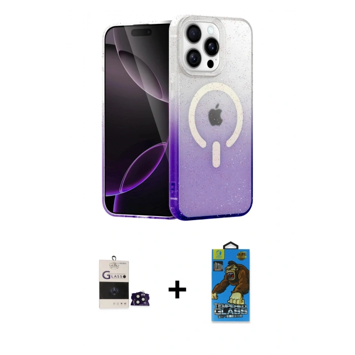 MARSİLYAN™- iPhone 14 Pro Max Kılıf Eksen Minimal Özel Seri - Siyah 18D Cam Ekran Koruyucu + Bilvis Titan Kamera Lens - SH