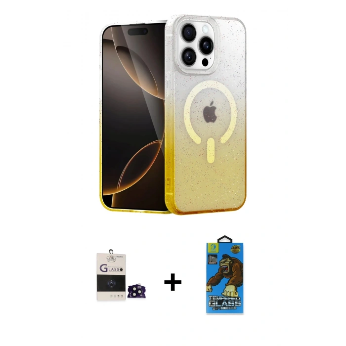 MARSİLYAN™- iPhone 14 Pro Max Kılıf Eksen Minimal Özel Seri - Siyah 18D Cam Ekran Koruyucu + Bilvis Titan Kamera Lens - SH