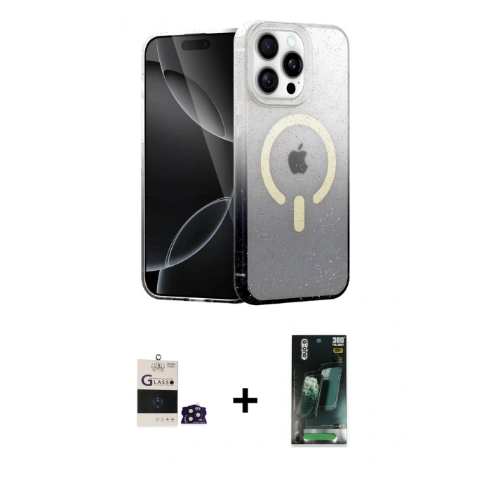 MARSİLYAN™- iPhone 14 Pro Max Kılıf Eksen Minimal Özel Seri - Siyah 360 Mat Full Body Arka Koruyucu + Bilvis Titan Kamera Lens - DNMR
