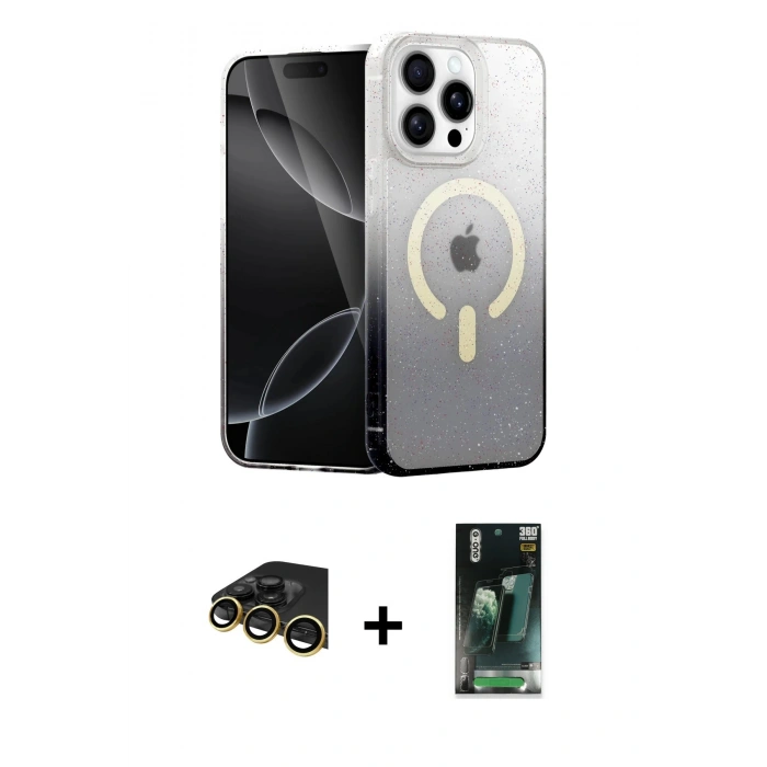 MARSİLYAN™- iPhone 14 Pro Max Kılıf Eksen Minimal Özel Seri - Siyah 360 Mat Full Body Arka Koruyucu + Raze Metal Kamera Lens - GD