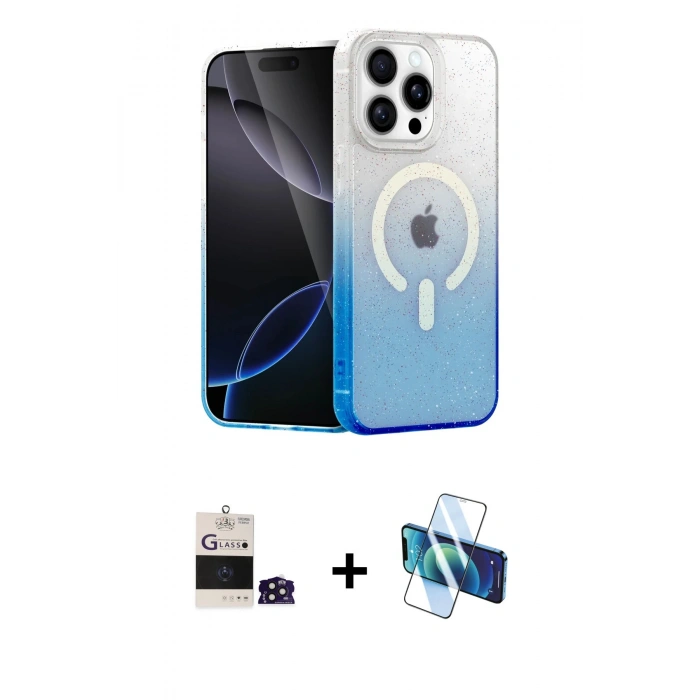 MARSİLYAN™- iPhone 14 Pro Max Kılıf Eksen Minimal Özel Seri - Siyah 3D Antistatik Cam Ekran Koruyucu + Derin Mor Bilvis Titan Kamera Lens