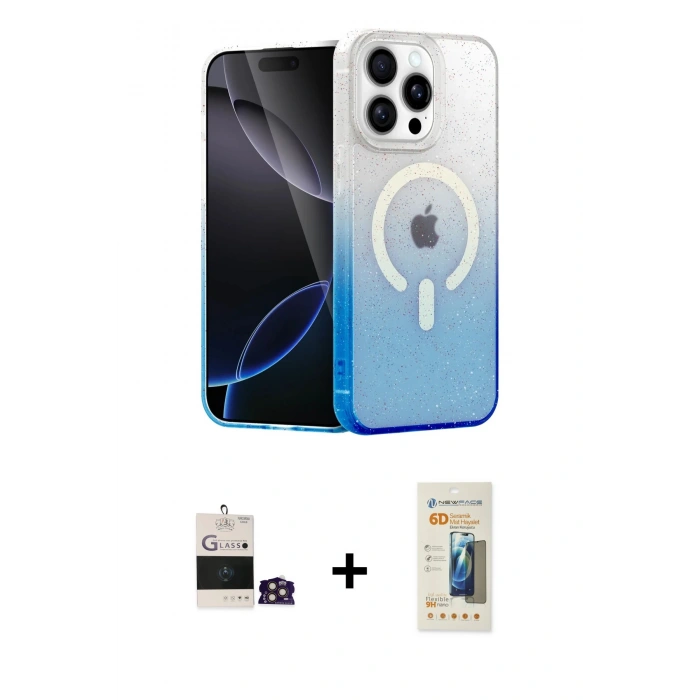 MARSİLYAN™- iPhone 14 Pro Max Kılıf Eksen Minimal Özel Seri - Siyah 6D Mat Seramik Hayalet Nano Ekran Koruyucu + Gold Bilvis Titan Kamera Lens