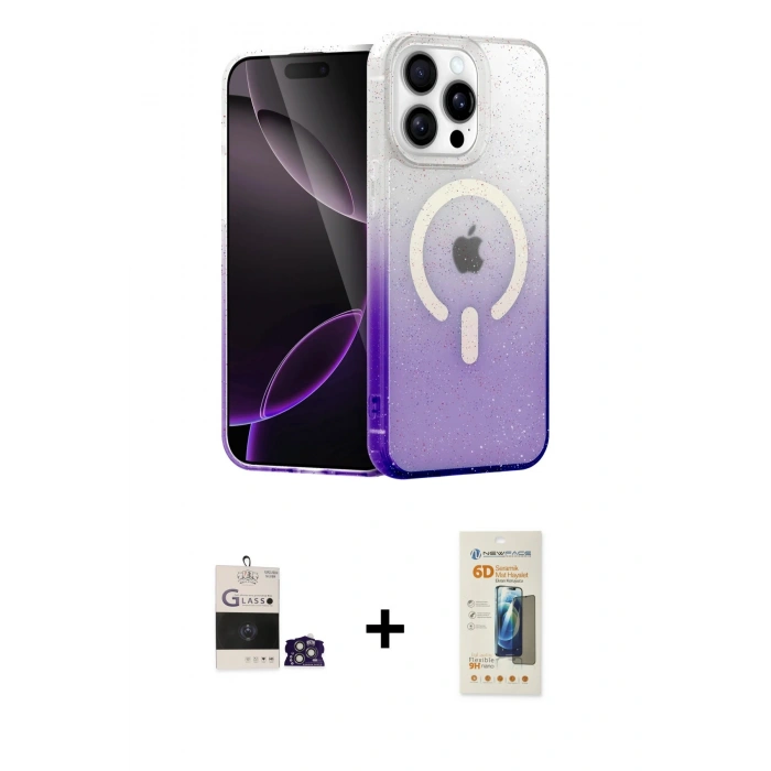 MARSİLYAN™- iPhone 14 Pro Max Kılıf Eksen Minimal Özel Seri - Siyah 6D Mat Seramik Hayalet Nano Ekran Koruyucu + Bilvis Titan Kamera Lens - GS