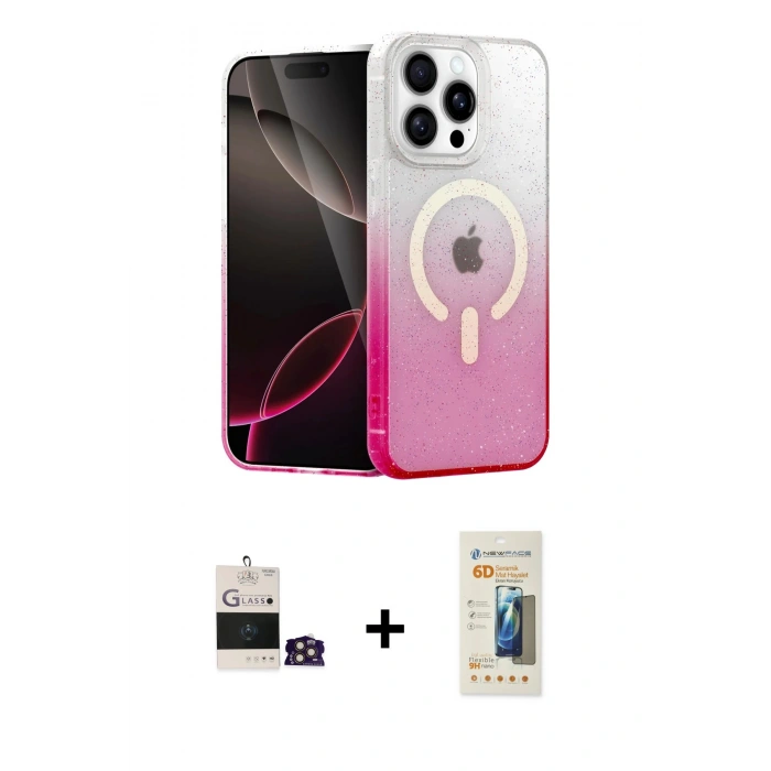 MARSİLYAN™- iPhone 14 Pro Max Kılıf Eksen Minimal Özel Seri - Siyah 6D Mat Seramik Hayalet Nano Ekran Koruyucu + Gold Bilvis Titan Kamera Lens