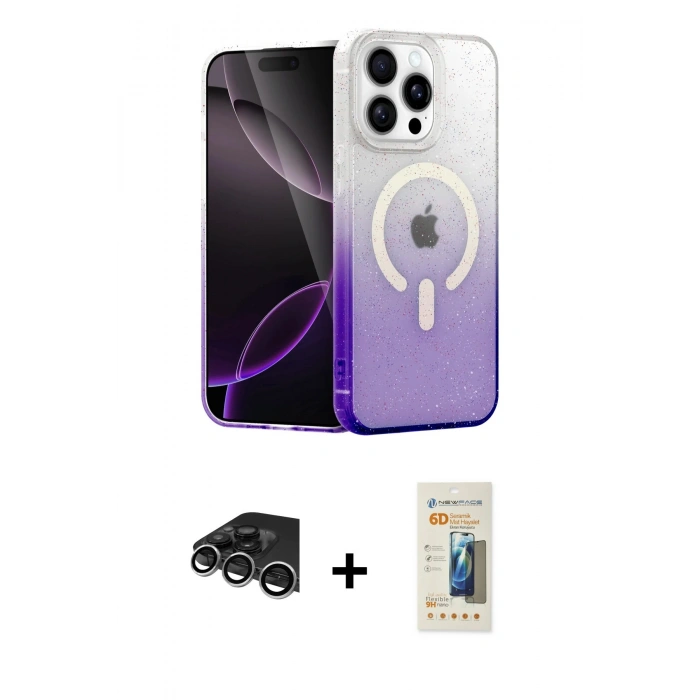 MARSİLYAN™- iPhone 14 Pro Max Kılıf Eksen Minimal Özel Seri - Siyah 6D Mat Seramik Hayalet Nano Ekran Koruyucu + Raze Metal Kamera Lens - GS