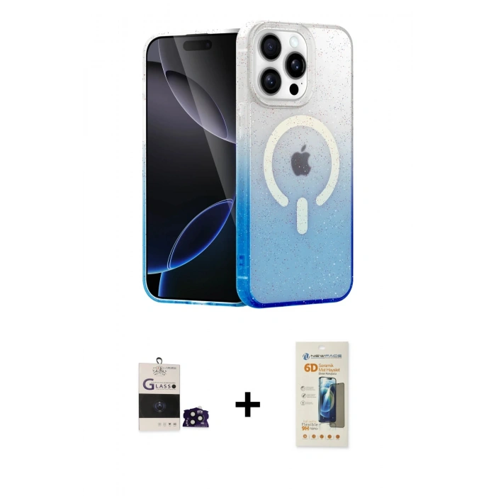 MARSİLYAN™- iPhone 14 Pro Max Kılıf Eksen Minimal Özel Seri - Siyah 6D Mat Seramik Hayalet Nano Ekran Koruyucu + Siyah Bilvis Titan Kamera Lens