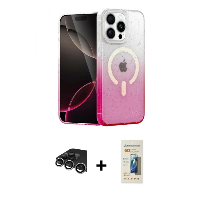 MARSİLYAN™- iPhone 14 Pro Max Kılıf Eksen Minimal Özel Seri - Siyah 6D Mat Seramik Hayalet Nano Ekran Koruyucu + Raze Metal Kamera Lens - GS