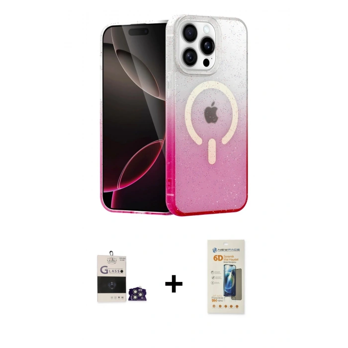 MARSİLYAN™- iPhone 14 Pro Max Kılıf Eksen Minimal Özel Seri - Siyah 6D Mat Seramik Hayalet Nano Ekran Koruyucu + Bilvis Titan Kamera Lens - GS