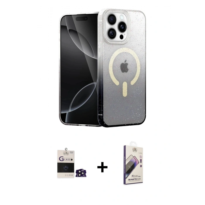 MARSİLYAN™- iPhone 14 Pro Max Kılıf Eksen Minimal Özel Seri - Siyah Bilvis 3D Mat Cam Ekran Koruyucu + Bilvis Titan Kamera Lens - DNMR