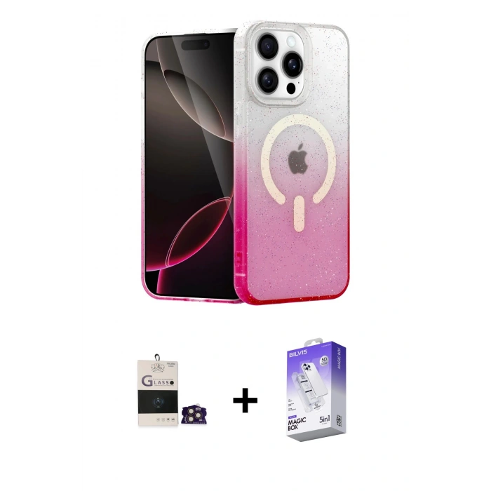 MARSİLYAN™- iPhone 14 Pro Max Kılıf Eksen Minimal Özel Seri - Siyah Bilvis 5in1 3D Magic Cam Ekran Koruyucu + Bilvis Titan Kamera Lens - GD